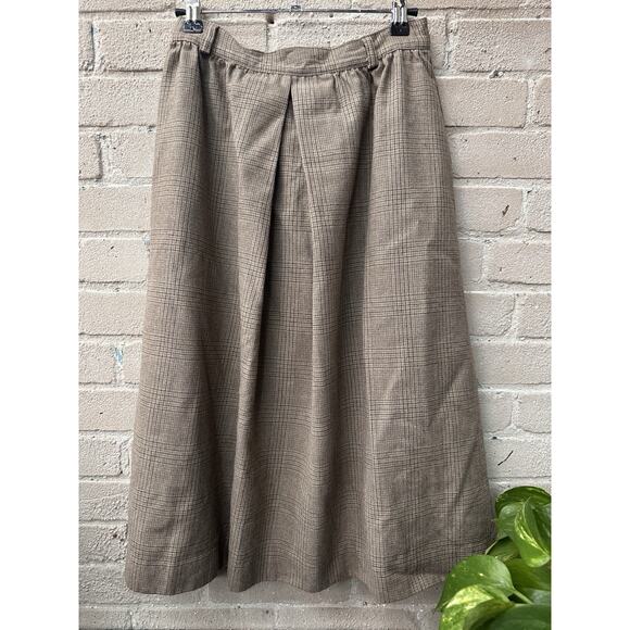 Vintage 70s Cottage Tailor Wool Plaid Academia Peasant Skirt Lined S - Picture 1 of 5